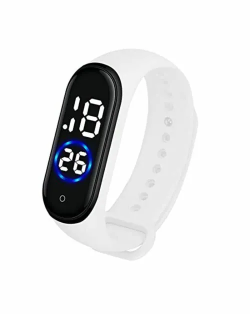 XTIME Slim Digital Black Dial White Strap Watch for Boys & Girls