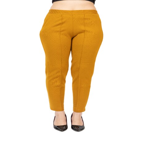Twenty Me Casual Wear Solid Elastic Waistband Acrylic Wool Pants For Women's ( Mustard )