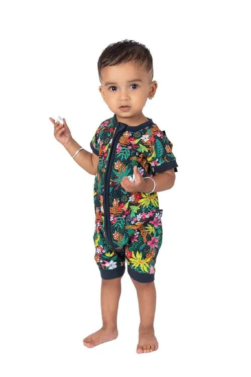 LAZYTOON Gots Certified 100% Organic Cotton Half Sleeves Unisex Rompers for Kids | Soft & Comfortable Fabric For New Born Baby to 2 Years | Sleepsuit | Printed Rompers For Baby (Pack of -1) (For 6-9 M) Kids