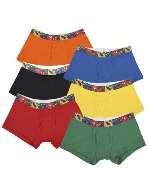 BRAT TR001 Kid's Solid Cotton Trunks | Innerwear Combo Pack of 6 | Strechable | Age from 6 years to 12 Years - Assorted Colours | Free Games Included