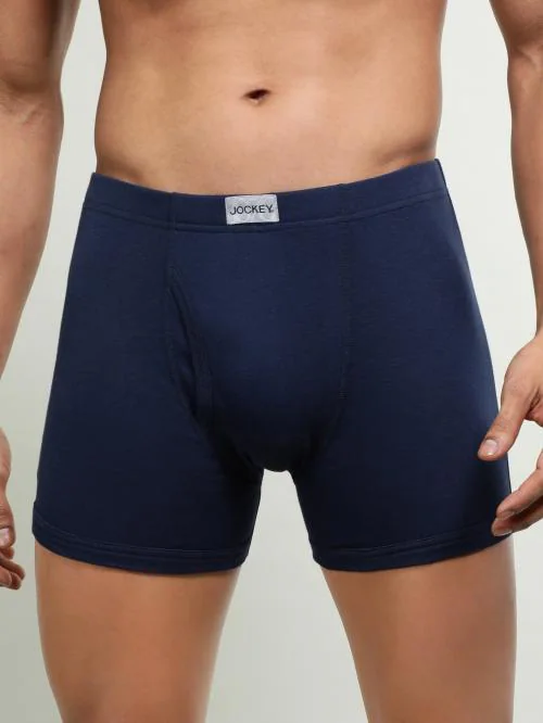 Jockey 8008 Men's Deep Navy Solid Cotton Boxer Briefs