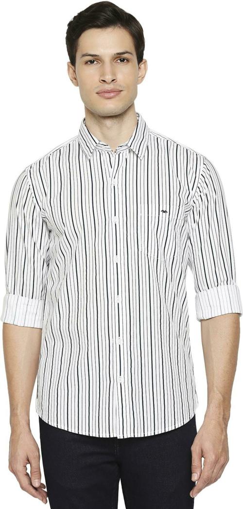Mufti Men's Slim Fit Stripe Urban Casual Shirt In Cotton
