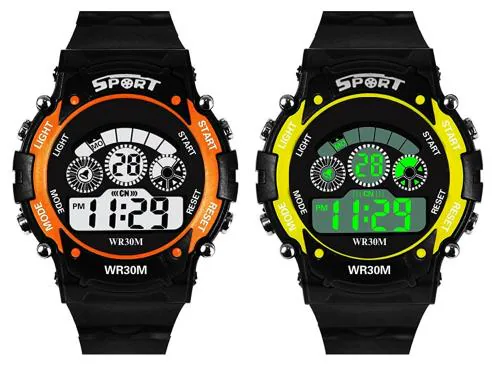 Swadesi Stuff Digital Multicolor Dial Watch - 7 LIGHT ORANGE-YELLOW (Boys & Girls)