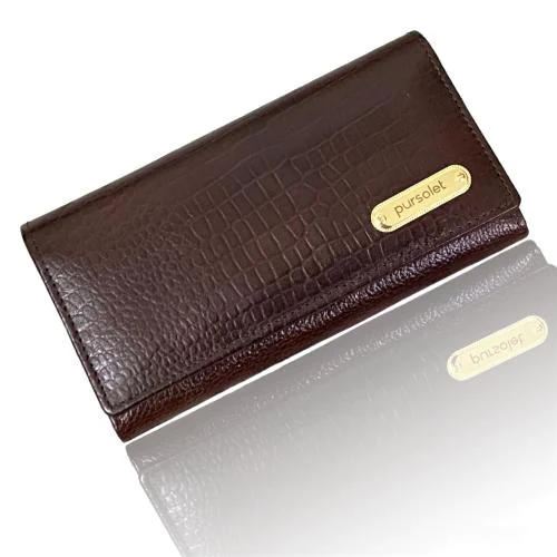 Brown Exquisite Pursolet Genuine Leather Women's Clutch Wallet - The Perfect Blend of Luxury and Style