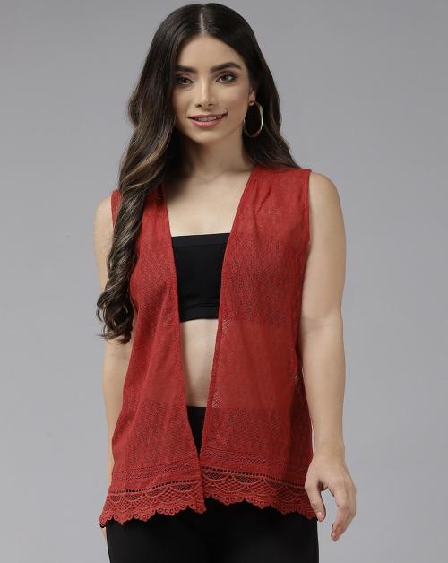 Aarika Womens Red Color Shrug