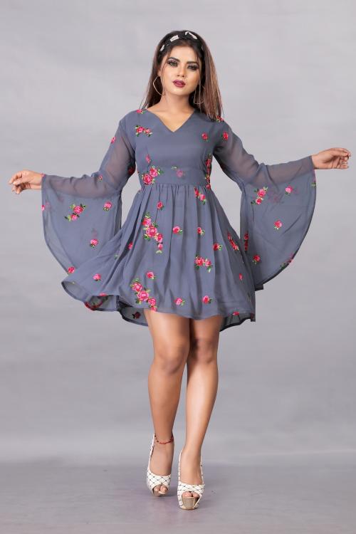 Aika Women's Georgette Embroidered Dress