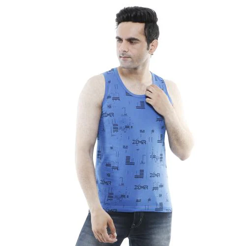 Xmer Men's Cotton Multicolour Dark Blue Printed Vest Pack of 1