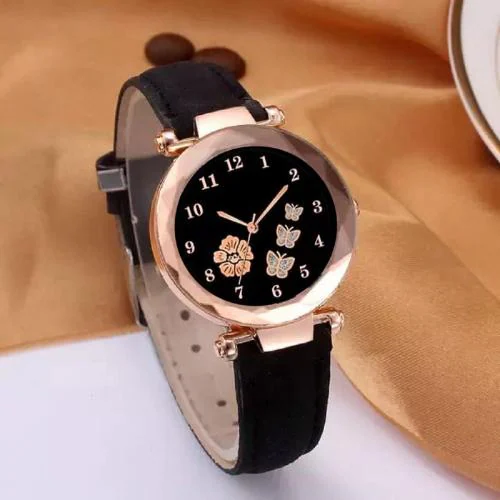 STOJIRA New Latest collection Stylish Black Leather Strap Girls Fashion wrist Analog Watch - For Women