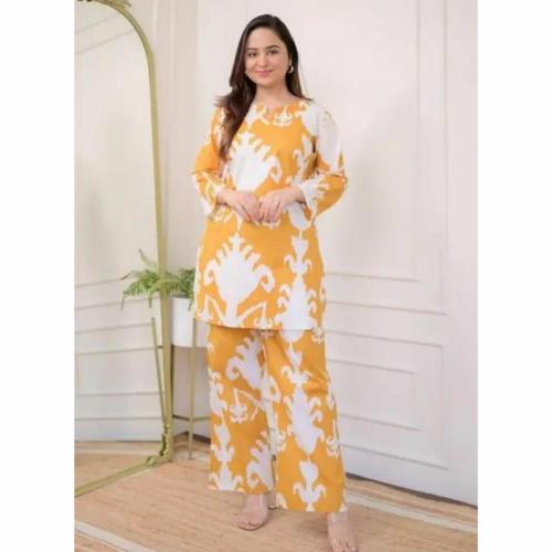 TANE BANE Womens Co-Ord Set Trendy Two Piece Outfit for Women, Stylish Top and Bottom Set for Casual, Party, and Lounge Wear | Mustard | Size-M