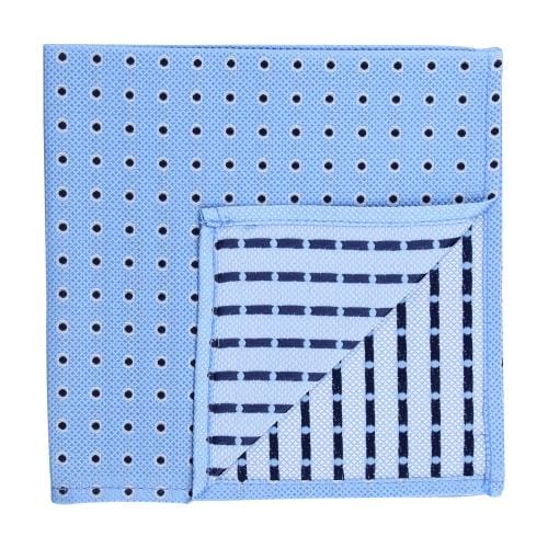 Kavove Elegant Cyan Polka Dot Pocket Square For Men