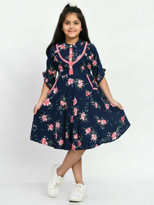 Bella Moda Girls Casual printed Dress With Two Pockets 100% Cotton ...