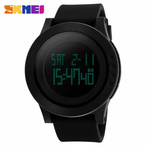 SKMEI Men's Digital Sports Wrist Watch LED Screen Large Face Electronics Military Watches Waterproof Alarm Stopwatch Back Light Outdoor Casual BLack Watch-1142