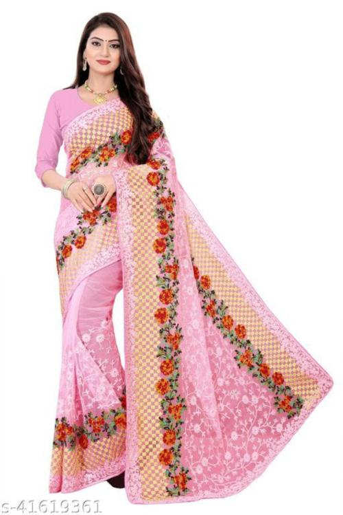 Bansidhar fabrics heavy embroidery & PINK Jari work with Beautiful Heavy piepin border saree