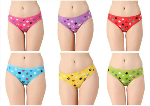 FLANKER Underwear for Women Hosiery Printed Solid Panties ( Set of 6 )-JUH-6P