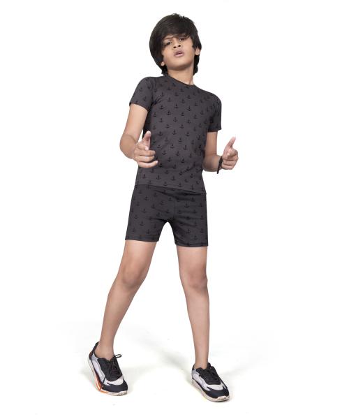 PEPP N HAGG Boy's 100% Cotton Modern Clothing All Over Print Set-E-GREY