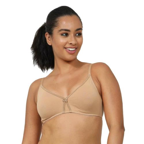 ENVIE Women's Basic Cotton Bra/Non-Padded, Non-Wired, T-Shirt Bra/Ladies Innerwear Daily Use Criss Cross Bra - Skin (36C)