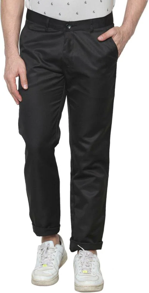 AD & AV Men Black Solid Synthetic Single Casual Trousers