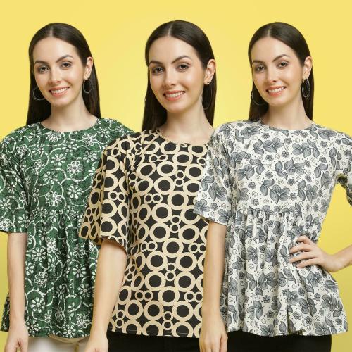Poshyaa Tops for women western wear party wear tops for women crepe stylish combo pack 3 s to xl size
