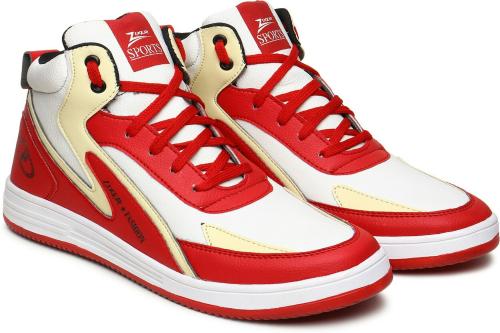 Zixer Men's PRO Style High Top Ankle AirForce 1 Laser Sneakers Long Shoes For Boys (Red)