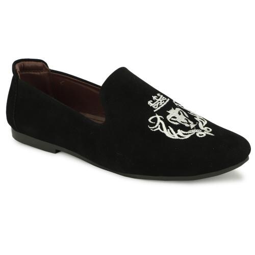 Amble Suede Leather Ethnic wear Mojaris (Black)