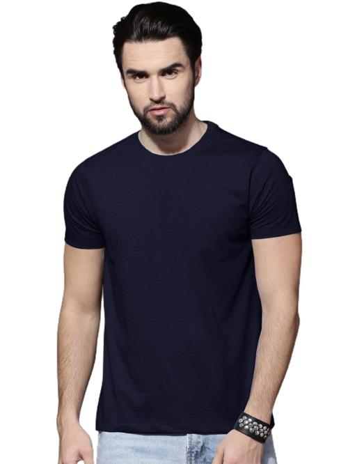 Buy Lazychunks Men Navy Blue Solid Cotton Round Neck TShirt Online at Best Prices in India