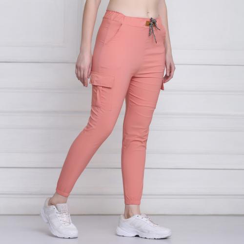BuyNewTrend Peach Twill Lycra Women Cargo Pant