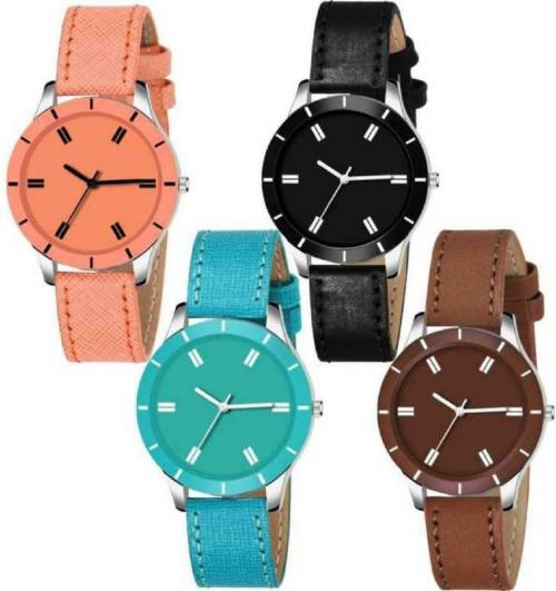 TRUE COLORS Analog Multicolor Dial Multicolor Strap Watch for Women (Pack of 4)