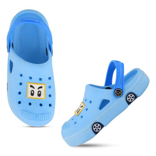 SMARTOTS Pack of 1 Kids Casual Clogs/Sandals with Adjustable Back Strap for Adult, Comfortable & Light Weight, Stylish & Anti-Skid, Waterproof & Everyday Use Mules for Kids/Boys/Girls - Skyblue
