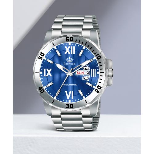 LIMESTONE Analog Red Dial Silver Strap Watch For Men (LS3200)