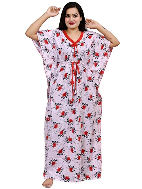 Buy NACNO Women's Printed Cotton Kaftan Nighty/Maxi/Nightgown cotton