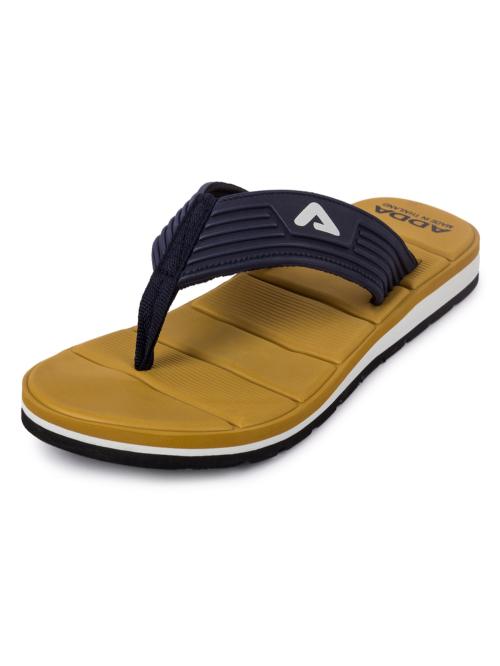 ADDA Men Beige & Navy Thong Flip-Flops