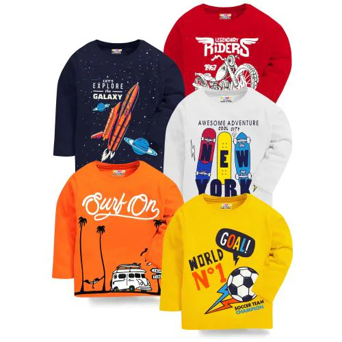 KUCHIPOO Boys Regular Fit Cotton Multi-Colored T-Shirts | Boys Tshirt | Kids Wear | T shirt for Kids | T shirt for boys | Boys t tshirts