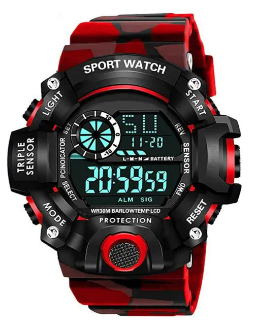 Acnos Digital Black Dial Red Strap Watch For Men - (SFF-AMY-RED)