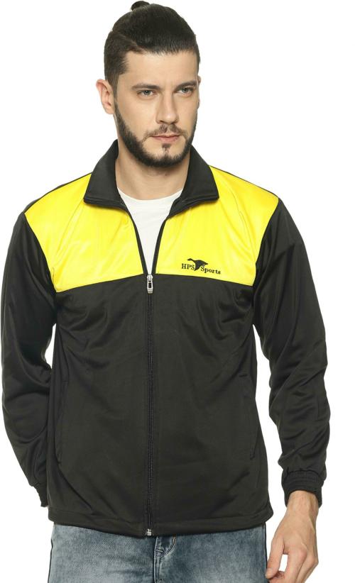HPS Sports Men Yellow Polyester Solid Jacket (S)
