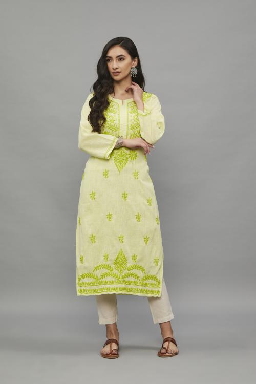 Ethnava Women’s Hand Embroidered Chikankari Simple Kurti Design