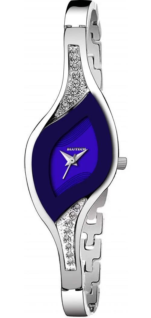 Blutech Analog Blue Dial Silver Strap Watch For Women, Girls