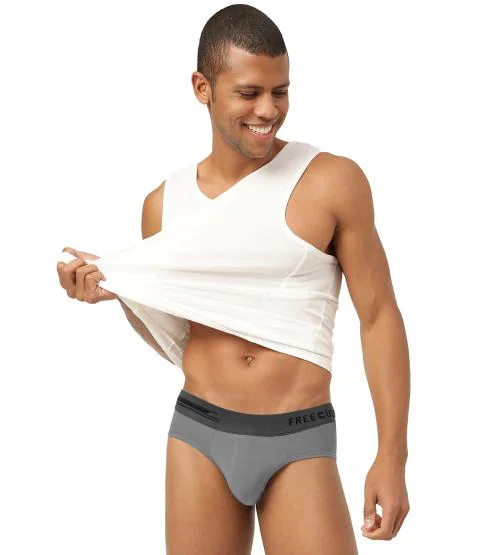 FREECULTR Men's Smoke Grey Solid Pure Modal Briefs