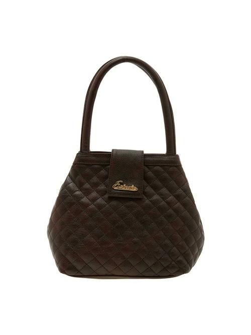 ESBEDA Dark Brown Checks Pu Synthetic Material Handbag For Women (CD270717)
