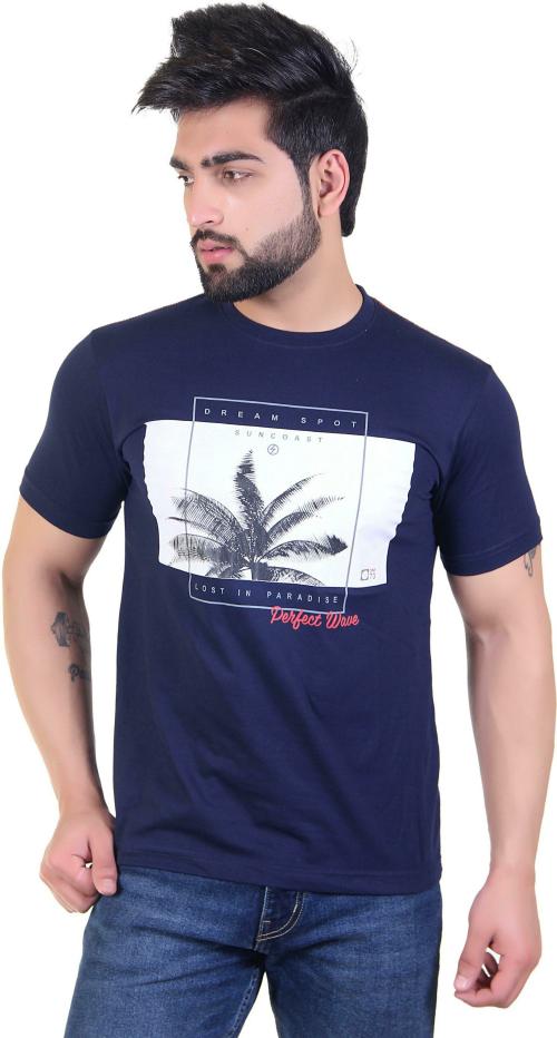 Star Fox Blue Printed Cotton Blend T Shirt (XXL)