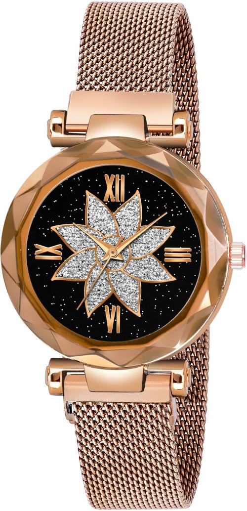 DAINTY Multi-color Dial Rose Gold Strap Analog Watch For Girls