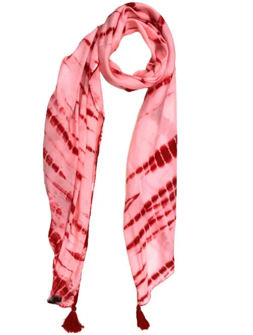 DESI BUTIK Pleasing Muslin Tie-Dye Printed Red Everyday Scarves/Stoles for Women SCARF96