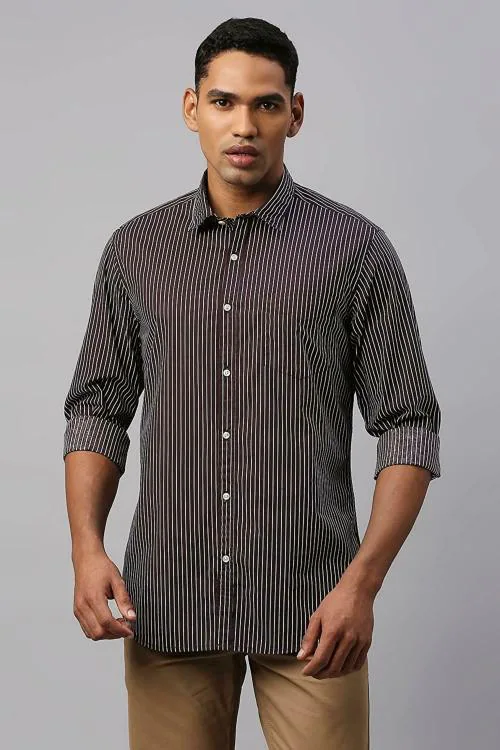 PRAARA Men Brown Printed Cotton Casual Shirt (40)