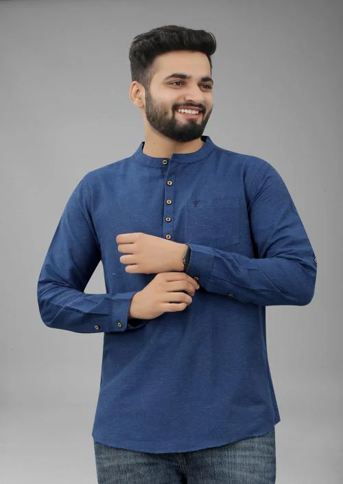 FILOSE JEANS Mens Wear Pure Cotton Blue Color Short Kurta