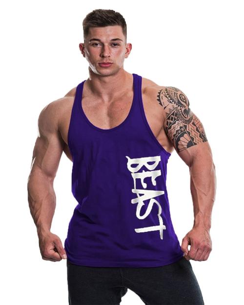 THE BLAZZE Men's Royal Blue Cotton Tank Tops Muscle Gym Bodybuilding Vest Fitness Workout Train Stringers