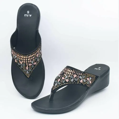 Indiforce Black Heeled Sandals for Women