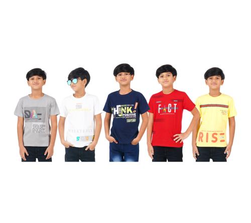 DSP Trends Boys Printed Pure Cotton T Shirt  (Multicolor, Pack of 5)