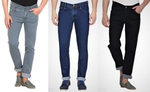 Gradely Men Stylish Fashion Regular Fit Wear Jeans Combo Pack of 3 - Grey,Carbon Blue & Black