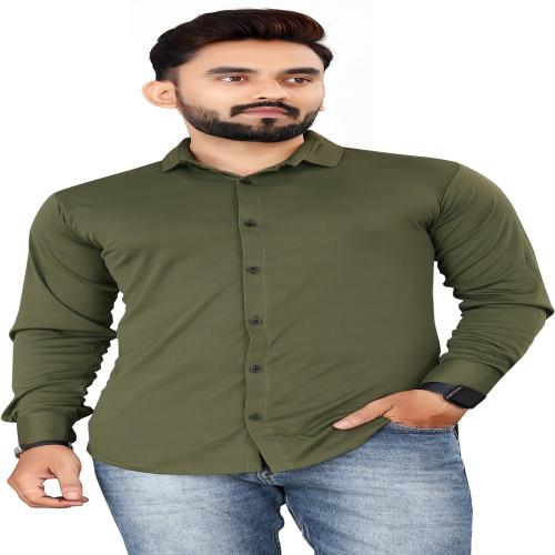 PEARL OCEAN Men Solid Casual Dark Green Shirt