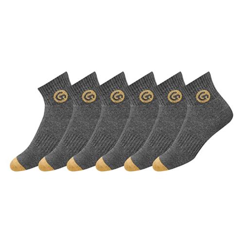 GLINTO Ankle Socks Men Heavy Duty Durable Work Socks with Moisture Control Tech, Strong Heel & Toe & Thick Cotton Cushioning (6 Pairs, Free Size, Grey)