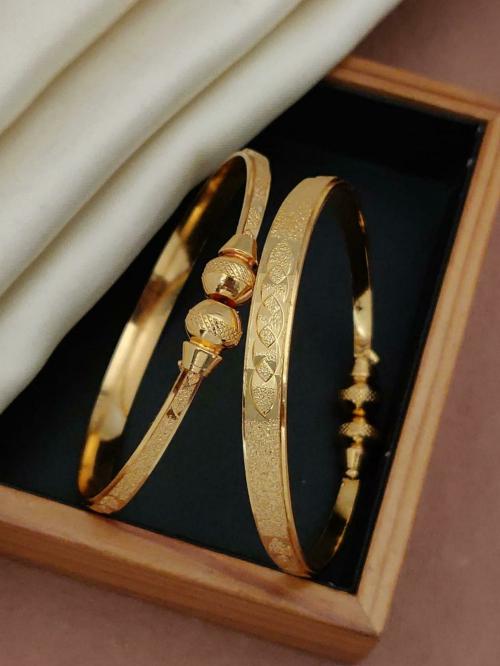 Buy INDIAN LIFESTYLE Gold Gold Plated Alloy Floral Bangles for Women 1